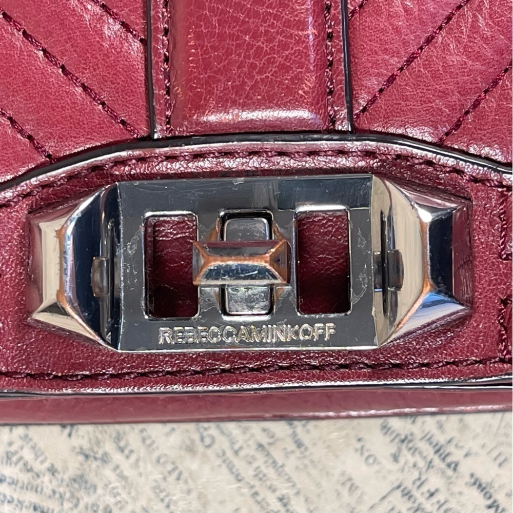 Rebecca Minkoff Small Love Chevron Quilted Leather Crossbody Turn Lock Bag - Picture 9 of 14